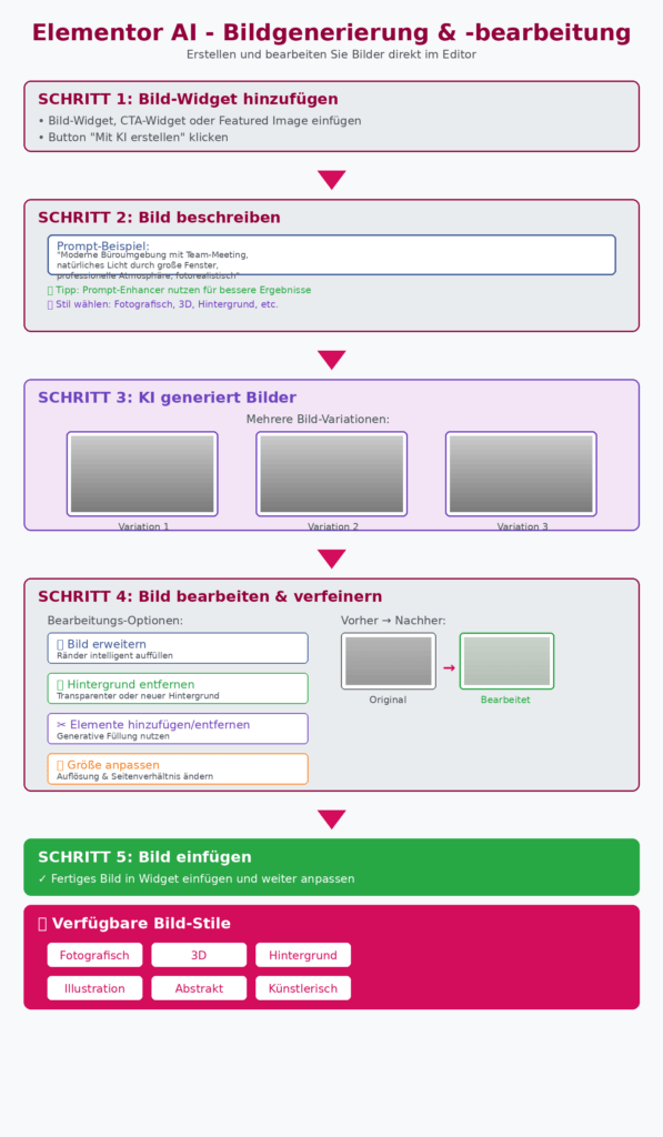 Bild-Generator Workflow mit Bearbeitungsfunktionen und Stil-Optionen