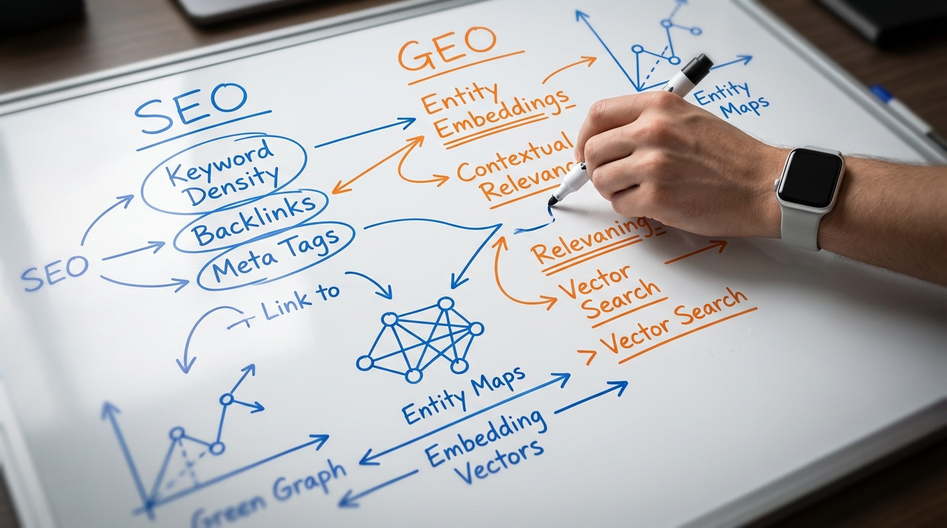 GEO vs. SEO Vergleich – semantische Entitäten und Embedding-Qualität für generative Engines