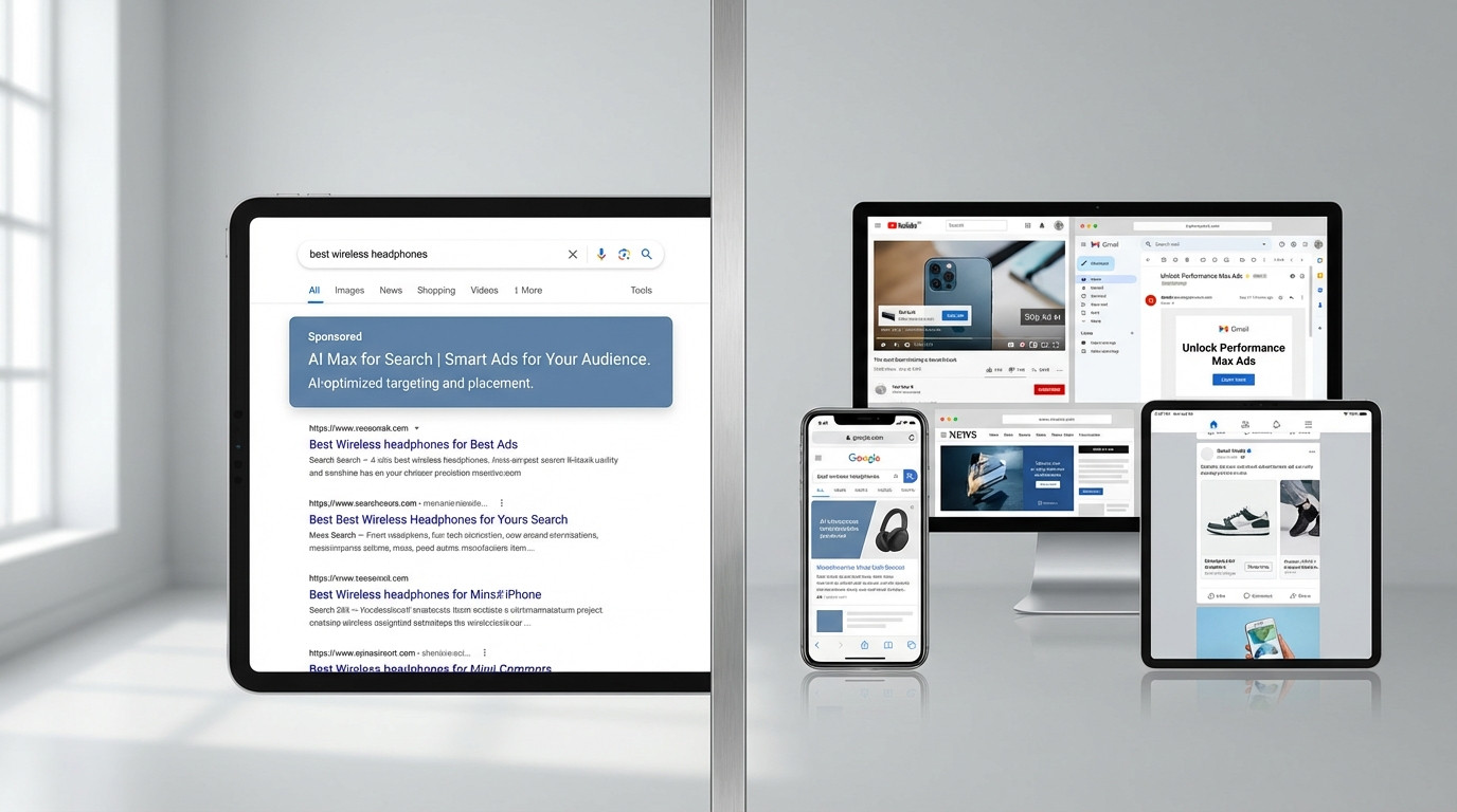 Vergleich Google Ads AI Max for Search und Performance Max – Kampagnentypen