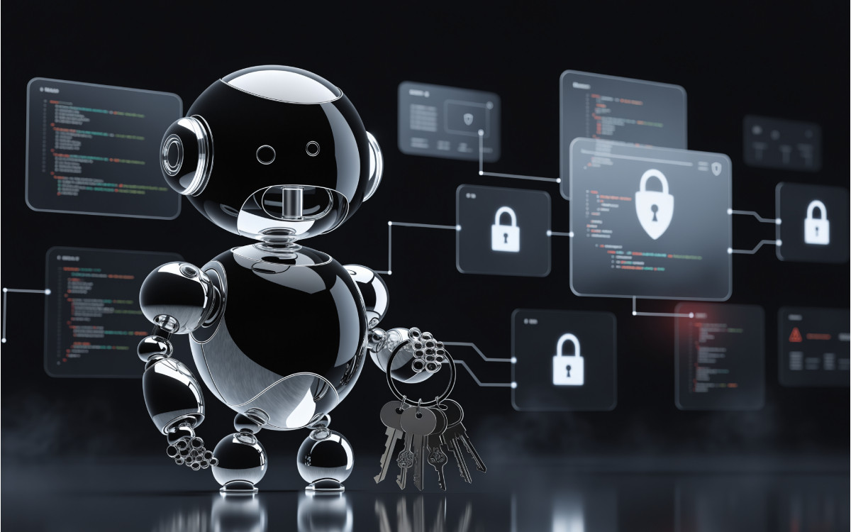 Roboter mit Schlüsseln und Daten