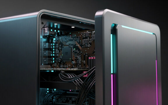 Moderne Computerhardware mit RGB-Beleuchtung