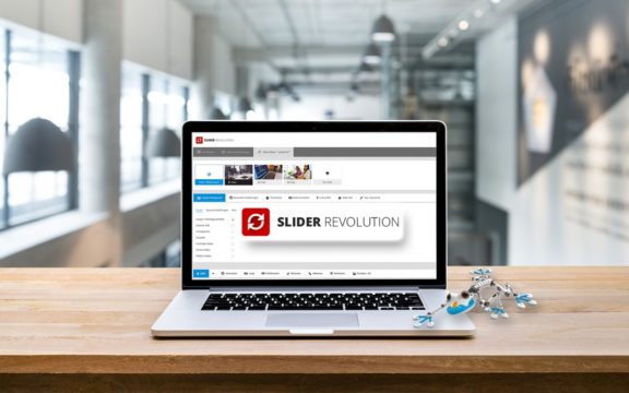 Notebook mit geöffnetem Revolution Slider Editor