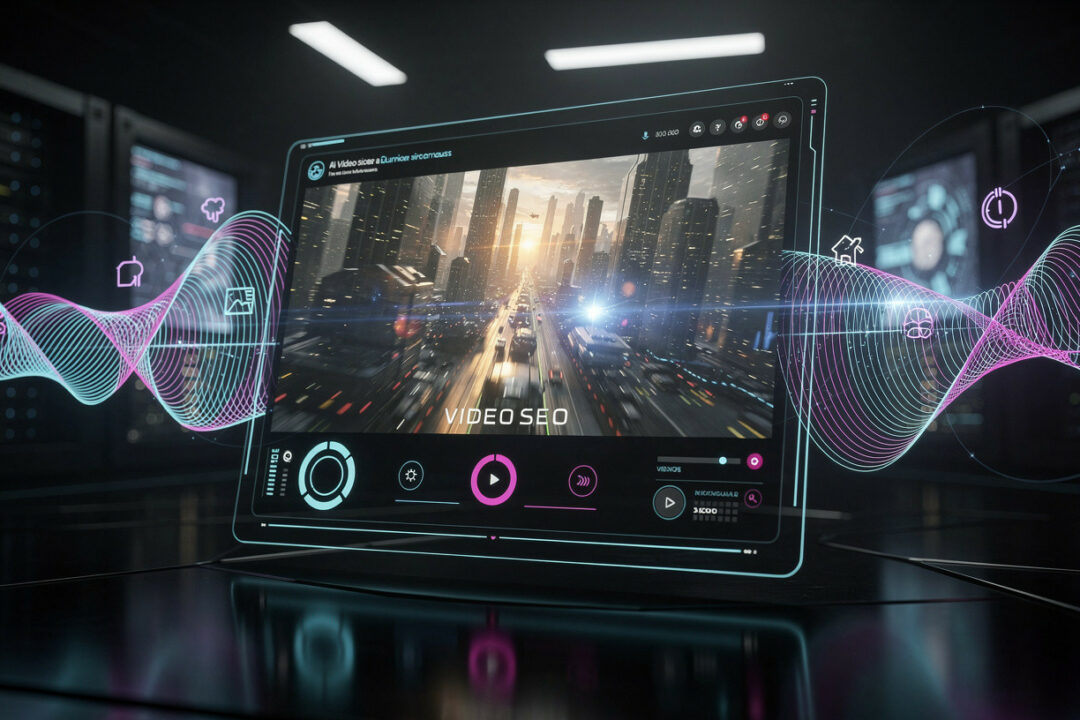 Tablet mit Video-SEO-Datenvisualisierung