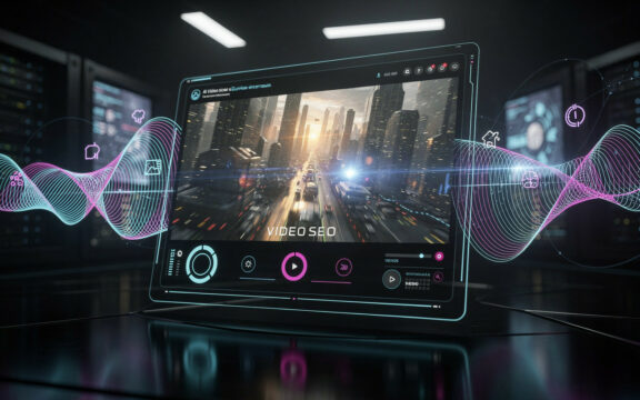 Tablet mit Video-SEO-Datenvisualisierung