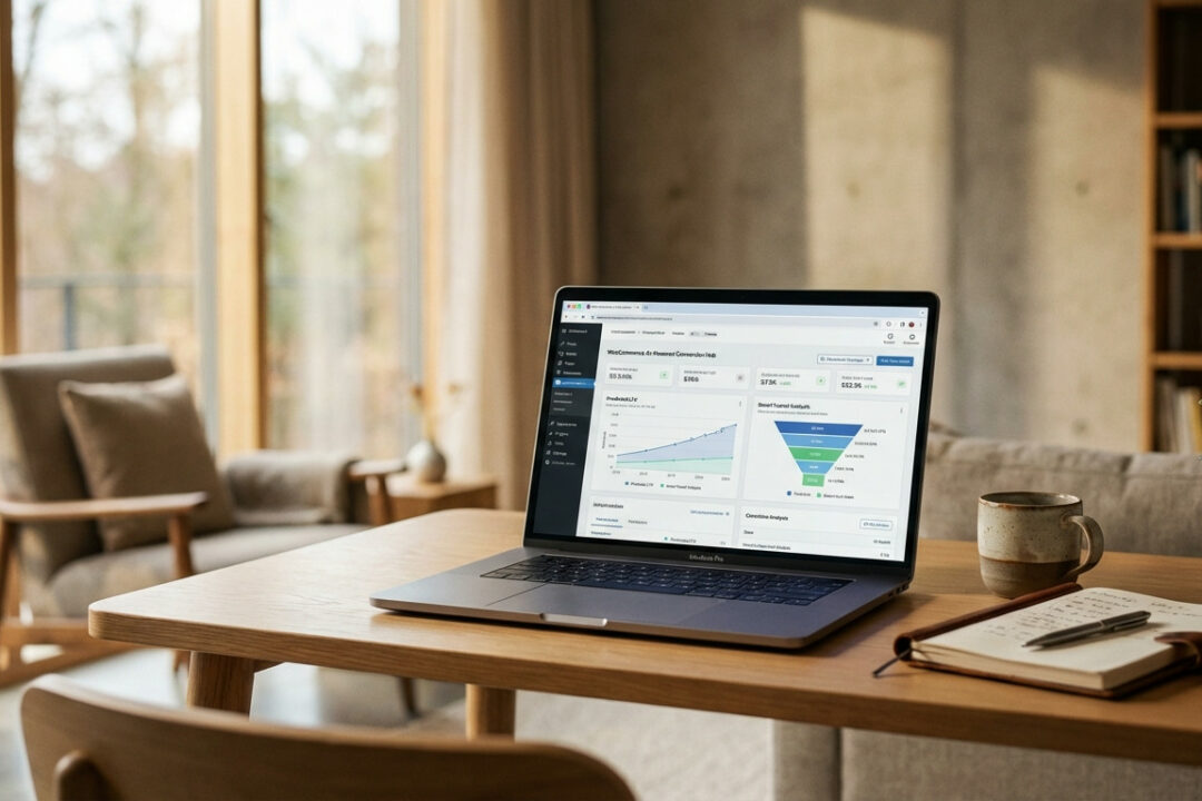 WooCommerce Dashboard mit KI-gestützten Conversion-Tools und Analytics-Metriken