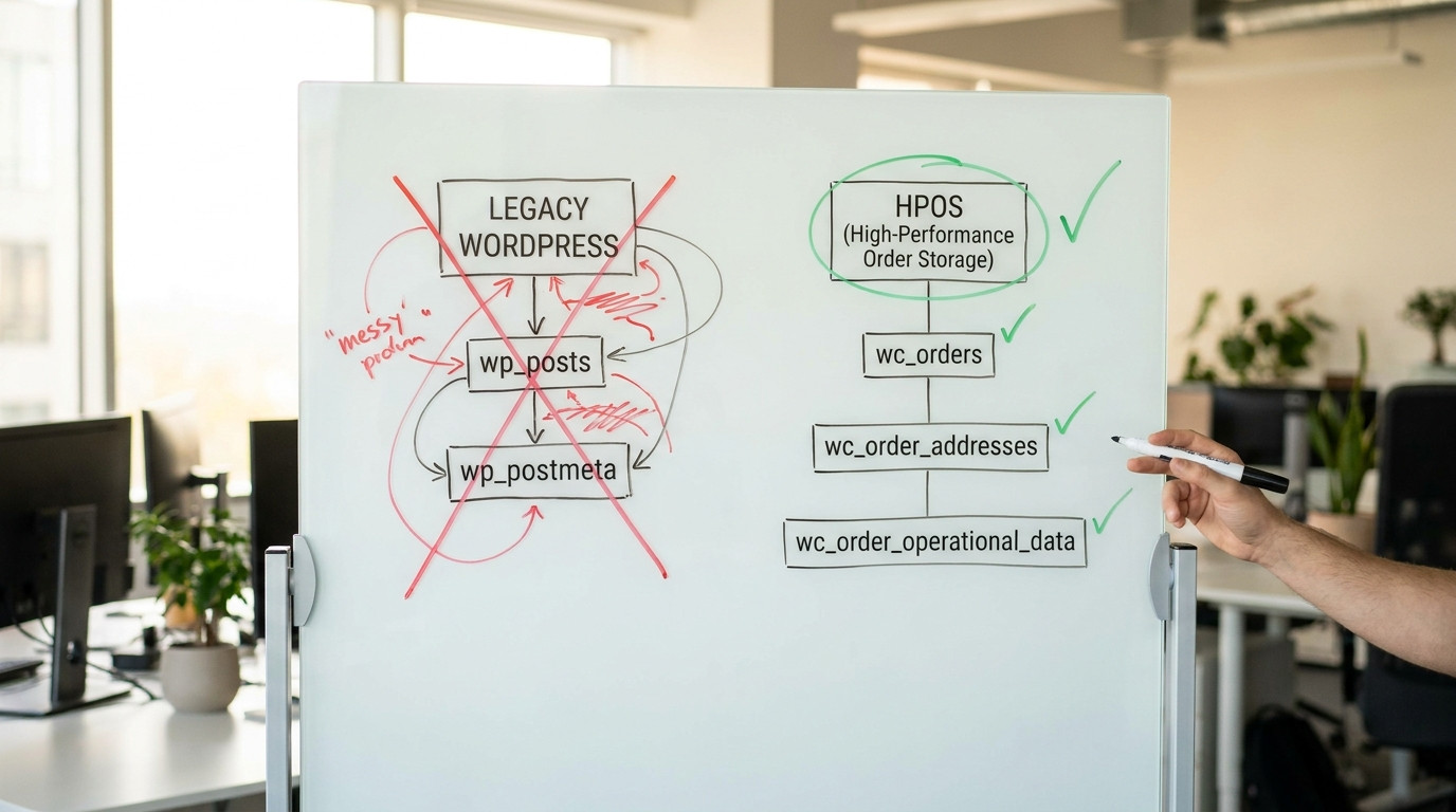 WooCommerce High Performance Order Storage Datenbankstruktur im Vergleich zu Custom Post Types