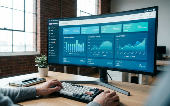 WooCommerce Lagerprognose mit KI – Dashboard-Ansicht mit Verkaufsdaten und Inventar-Vorhersagen 2025