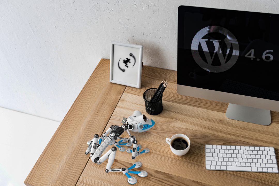 Frosch sitzt vor Monitor