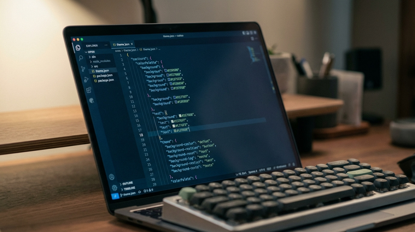 theme.json Dateistruktur eines WordPress Block-Themes im Code-Editor