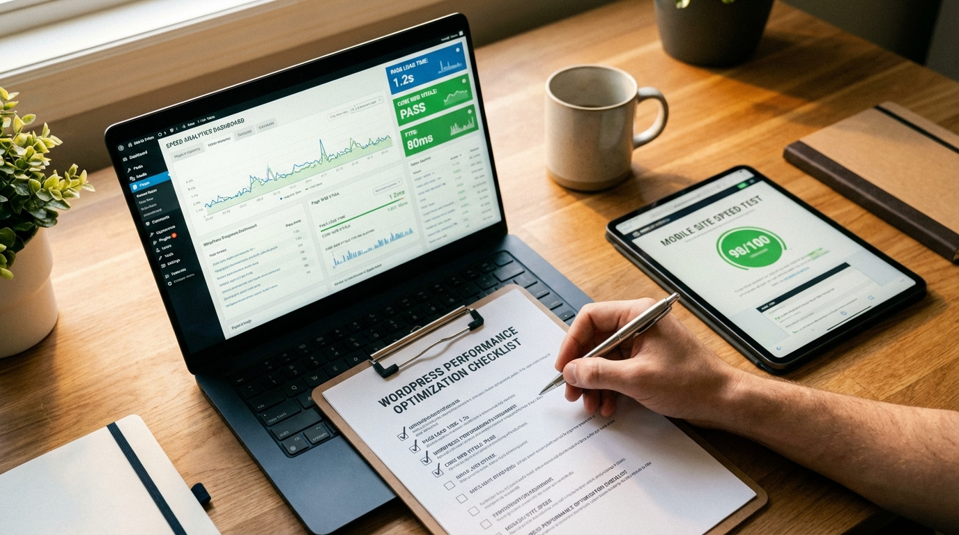 WordPress Performance Monitoring Dashboard mit Ladezeit-Metriken und Optimierungsempfehlungen