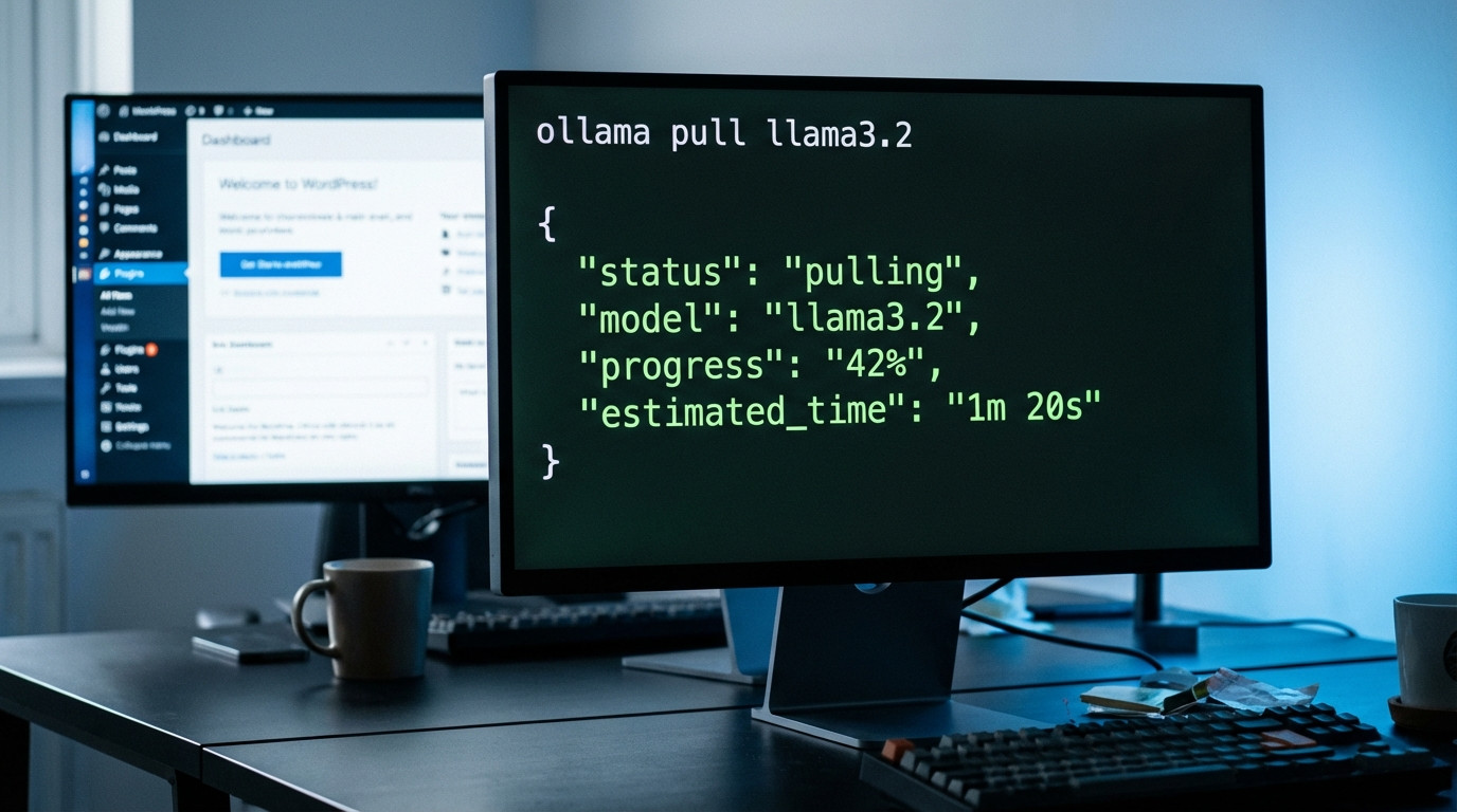 Ollama lokaler LLM-Server Architektur-Diagramm für WordPress REST API Integration