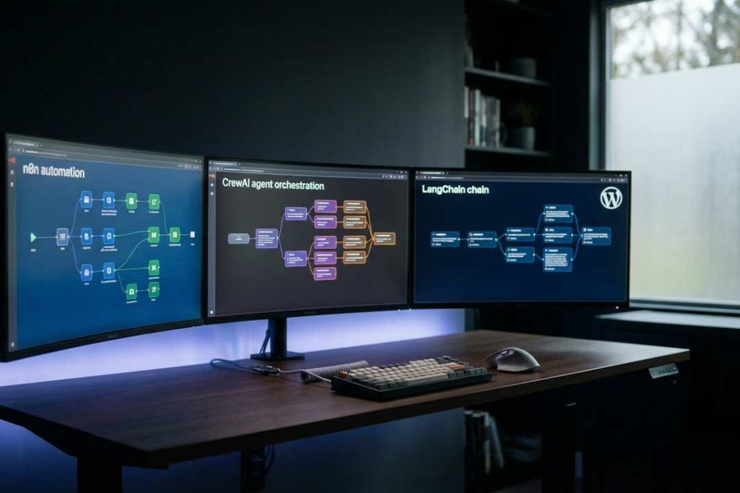 WordPress Multi-Agenten-Systeme Vergleich: n8n, CrewAI und LangChain im Überblick 2026