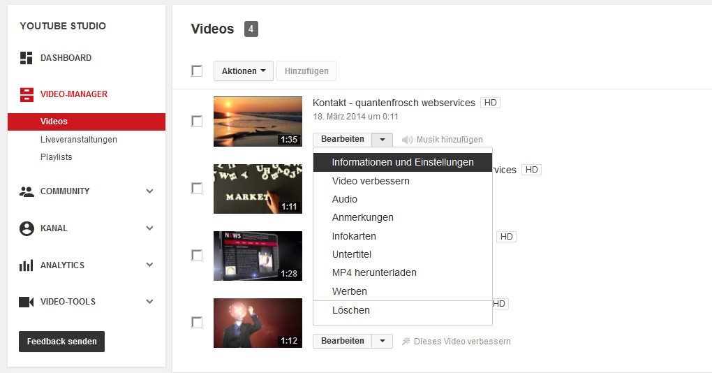 Youtube Video Manager - Tab Videos