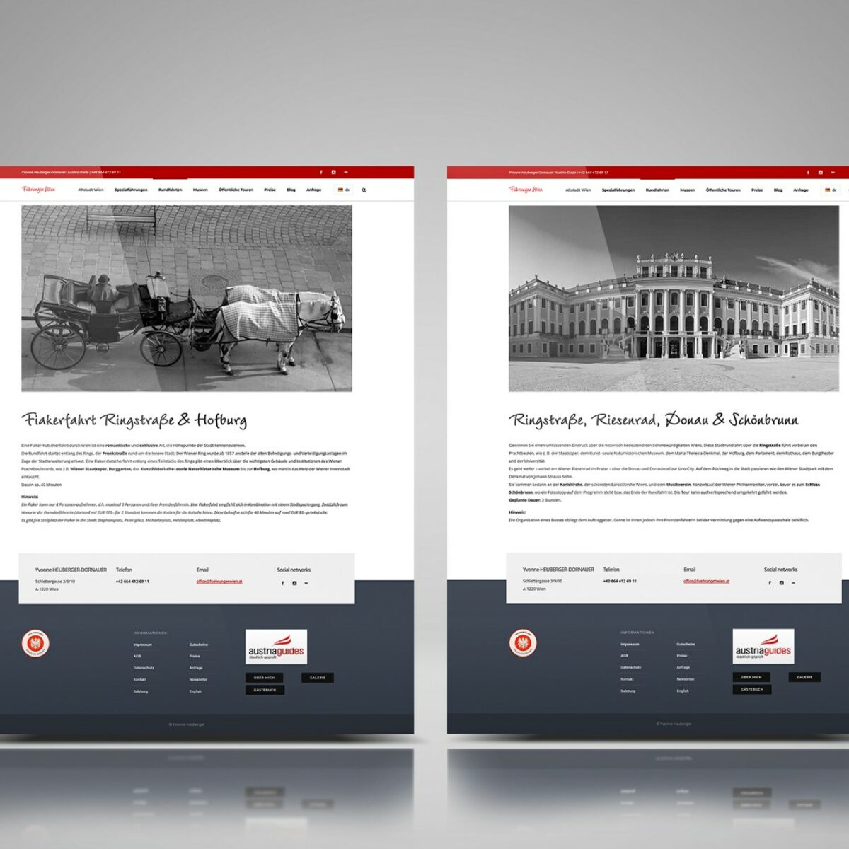 Zwei Webseiten für Wiener Sehenswürdigkeiten